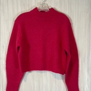 COS HOT PINK FUZZY ALPACA CROP SWEATER N